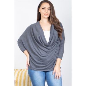 Poliana Plus Graphite Cowl Neck Dolman NEW 2XL